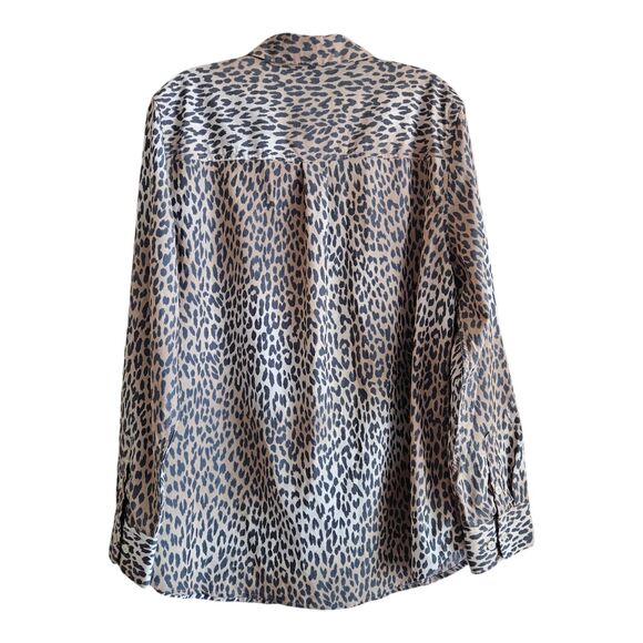 CHICO'S 2 Women 12 14 Shirt Button Up Cheetah Animal Print Long Sleeve Bust 44" - Picture 7 of 7